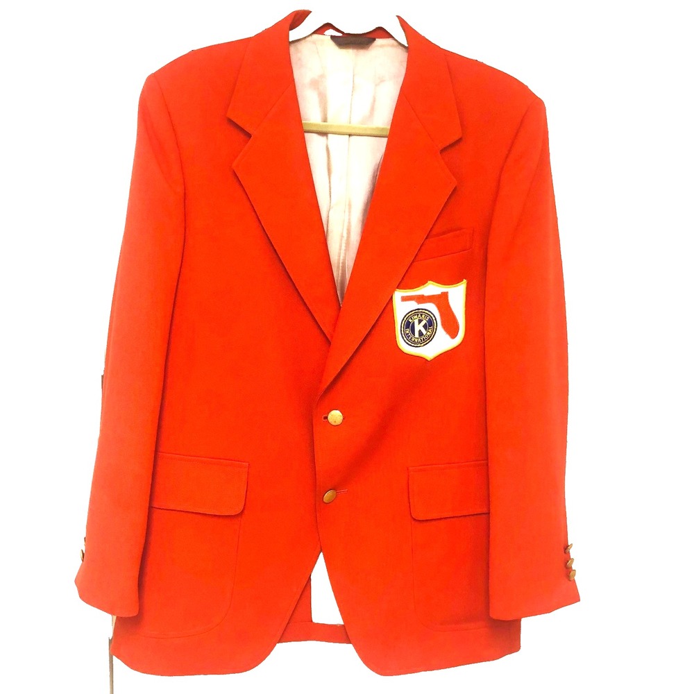 Vintage Florida Kiwanis‎ Blazer Sport Coat Men 41R Single Breast Brass Buttons